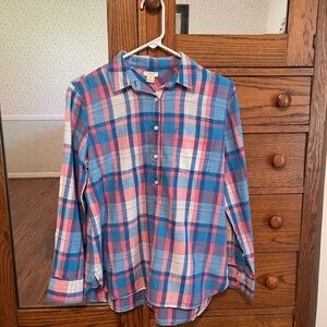 Woman’s J. Crew Blue and Pink Shirt